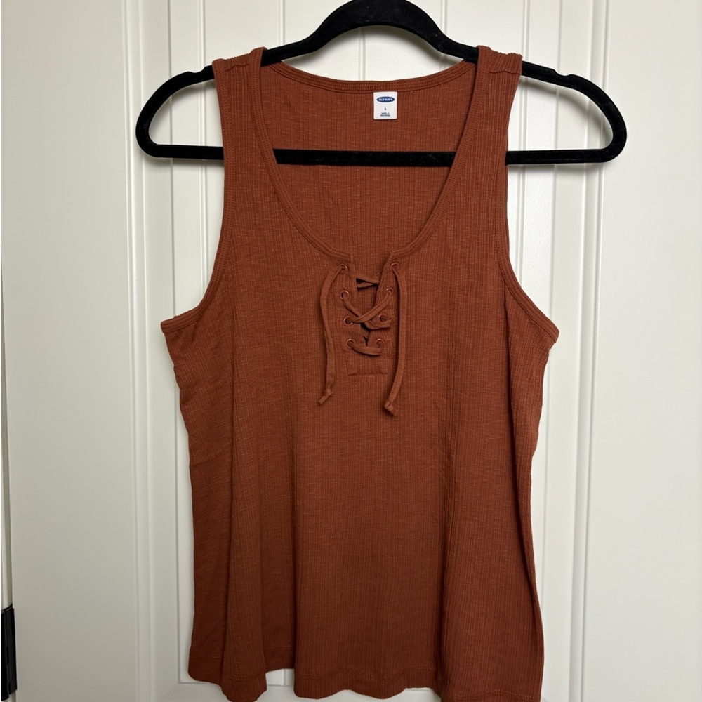 Old Navy Rust Lace-Up Ribbed Tank Top